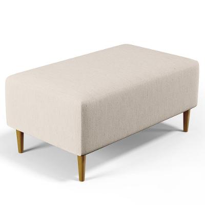 Puff Sala De Estar Cléo W01 Pés Palito 90 Cm Linho Cru