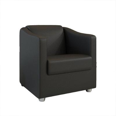 Poltrona Decorativa Ana Corano Preto Pés Cromado - Pallazio