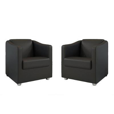 Kit 2 Poltronas Decorativa Ana Corano Pés Cromado Cor Preto