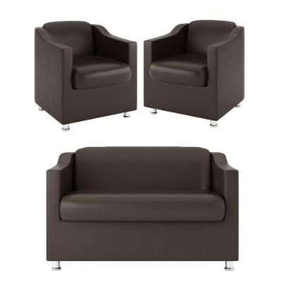 Kit Namoradeira 2 Lugares Tilla + 2 Poltronas marrom