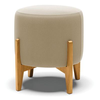 Puff Suede Marrom Rato Base Madeira Castanho