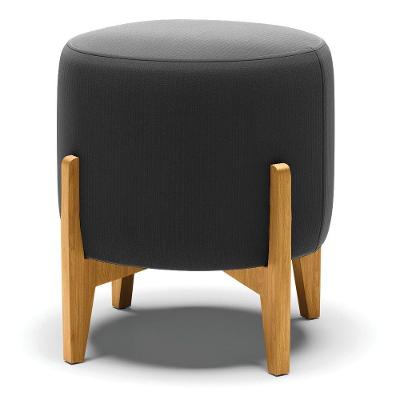 Puff Stella Suede Preto Base Madeira Castanho - D'rossi