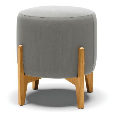 Puff Stella Suede Grafite Base Madeira Castanho - D'rossi