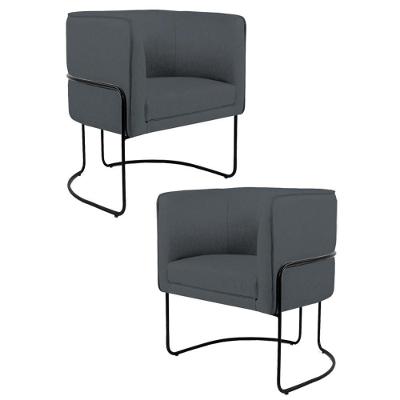 Kit 2 Poltronas Decorativas Base Aço Betina C-03 Corano Cinza - Domi