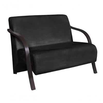 Poltrona 2 Lugares Vênus D Salla Suede Braço Madeira Preto