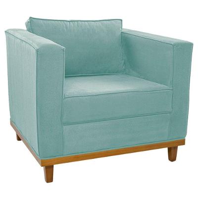Poltrona Decorativa Europa Suede Azul Tiffany