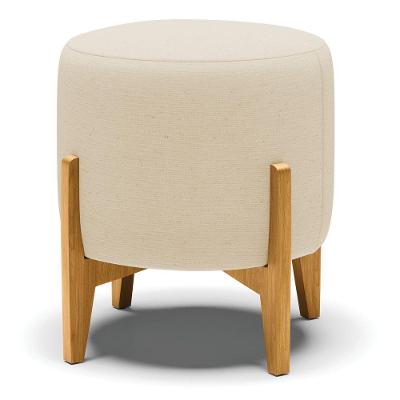 Puff Stella Linho Base Madeira Castanho Cor A19 Bege