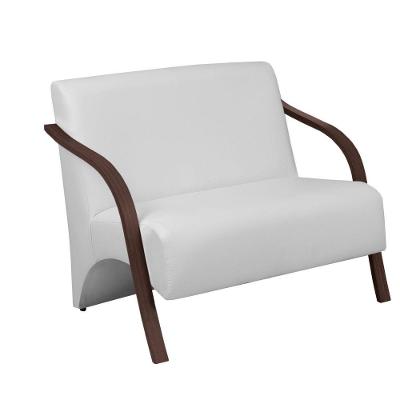 Poltrona Vênus 2 Lugares Braço Madeira Corino Branco