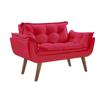 Poltrona Opalla 2 Lugares Pé Palito Vermelho