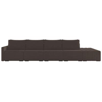 Sofá Ilha Modular Com Puff Para Sala Living 392cm Georgia K04 Veludo Marrom - Mpozenato