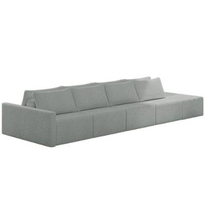 Sofá Ilha Modular Com Puff Para Sala Living 392cm Georgia K04 Bouclê Cinza - Mpozenato