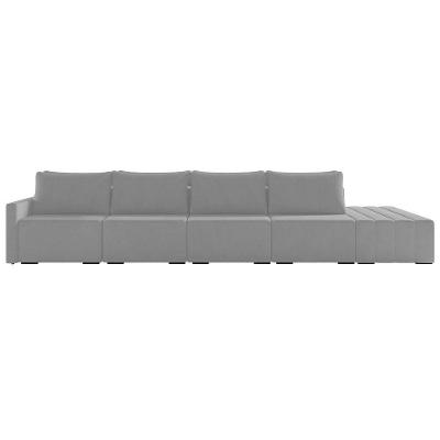 Sofá Ilha Modular Com Puff Para Sala Living 392cm Georgia K04 Veludo Cinza - Mpozenato