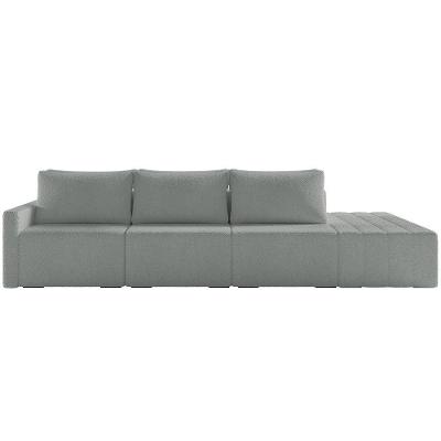 Sofá Ilha Modular Com Puff Para Sala Living 312cm Georgia K04 Bouclê Cinza - Mpozenato
