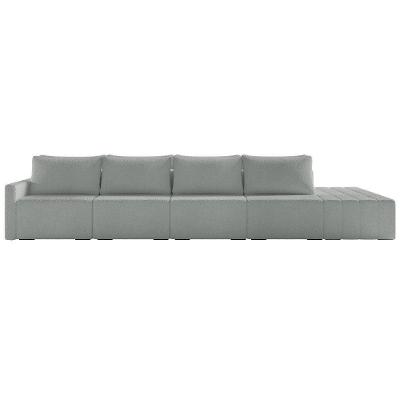Sofá Ilha Modular Com Puff Para Sala Living 432cm Georgia K04 Bouclê Cinza - Mpozenato
