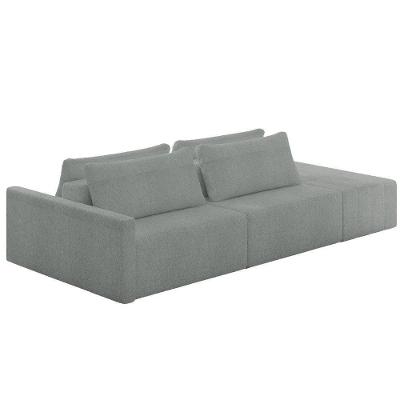 Sofá Ilha Modular Com Puff Para Sala Living 232cm Georgia K04 Bouclê Cinza - Mpozenato