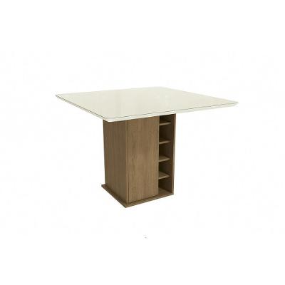 Mesa De Jantar Kappesberg Com Tampo De Madeira E Vidro 1,05m