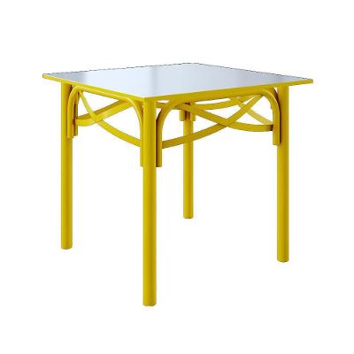 Mesa De Jantar Katrina Amarela Quadrada Tampo De Madeira 90 Cm Asturias - Cor: Amarelo