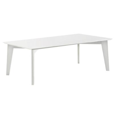 Mesa De Jantar Lisboa Univ 140 Cm Tampo De Madeira Vidro Colado Laca Cinza Claro Off White Brilhante