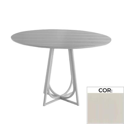 Mesa De Jantar Mh-5299 Herval Redonda 110 Cm Madeira Laca Fosca Off White Base Off White