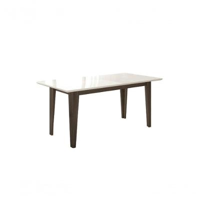 Mesa De Jantar Liz 160Cm Com Vidro Amêndoa/Off White - Poliman