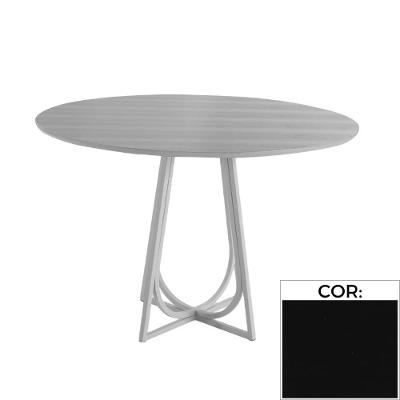 Mesa De Jantar Mh-5299 Herval Redonda 110 Cm Madeira Laca Fosca Preta Base Preta