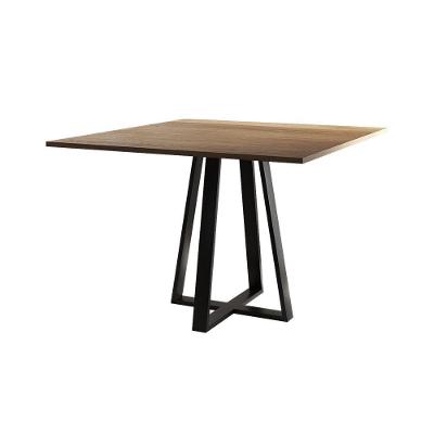 Mesa De Jantar Mônaco 110cm Tampo Imbuia Pés Preto - Cor: Marrom