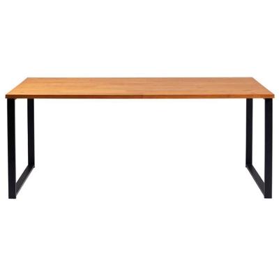 Mesa De Jantar Retangular Boston Industrial Daf Móveis 180 X 90 Cm Madeira Maciça Mel Base Aço Preto