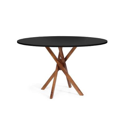 Mesa De Jantar Redonda 6 Lugares 120cm Em Madeira June Preta - Straub Web