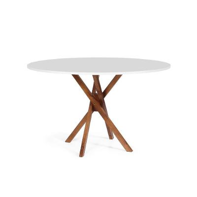 Mesa De Jantar Redonda 4 Lugares 90cm Em Madeira June Branca - Straub Web