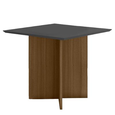 Mesa De Jantar Retangular Tampo Chanfrado Sem Vidro 90cm Helô Poliman Móveis Carvalho Com Grafite