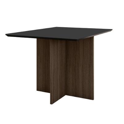 Mesa De Jantar Retangular Tampo Chanfrado Sem Vidro 120cm Helô Poliman Móveis Amendoa/grafite