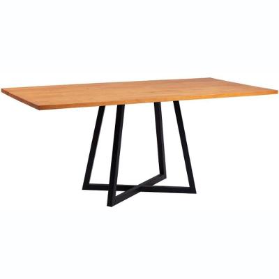 Mesa De Jantar Retangular Orlando Industrial Daf Móveis 180 X 90 Cm Madeira Maciça Mel Aço Preto