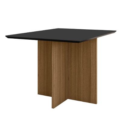 Mesa De Jantar Retangular Tampo Chanfrado Sem Vidro 120cm Helô Poliman Móveis Carvalho Com Grafite