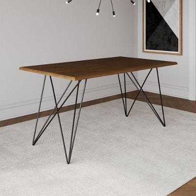 Mesa De Madeira Trama Base Preta Com Tampo Amêndoa 140 X 80 - Asturias - Cor: Preto