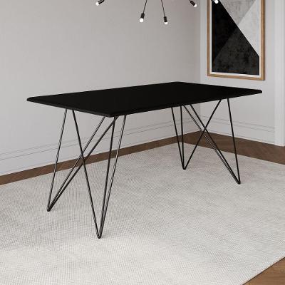 Mesa De Madeira Trama Base Preta Com Tampo Preto 140 X 80 - Asturias - Cor: Preto