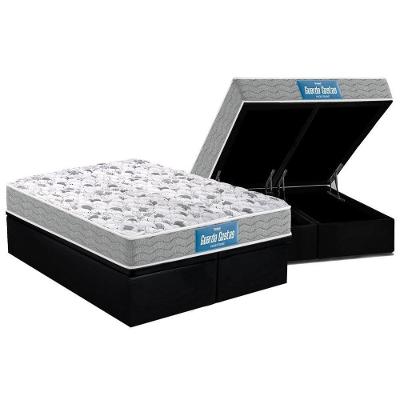 Cama Box Baú Casal: Colchão Anatômico Probel D45 / EP Guarda Costas PróExtreme Plus Double Face + Base CRC Suede Black(138x188)