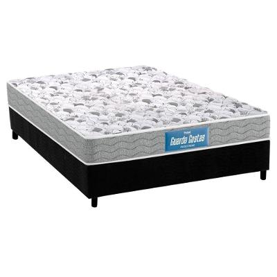 Cama Box Casal: Colchão Espuma Probel D45/EP Guarda Costas Próextreme Double Face + Base CRC Suede Black(138x188)