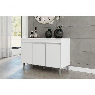 Balcão De Cozinha 120cm Manu 3 Portas Sem Tampo Branco - Ajl