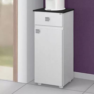 Balcão Multiuso Karol 1 Porta 1 Gaveta Branco Com Tampo Preto - Ajl