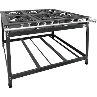 Fogao 6 Bocas Duplo Centro 40X40 Baixa Pressao Luxo Mr Fogoes 600203