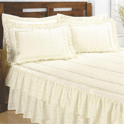 Colcha Brilhante Lese Casal King Com Babado Duplo 07 Peças - Palha