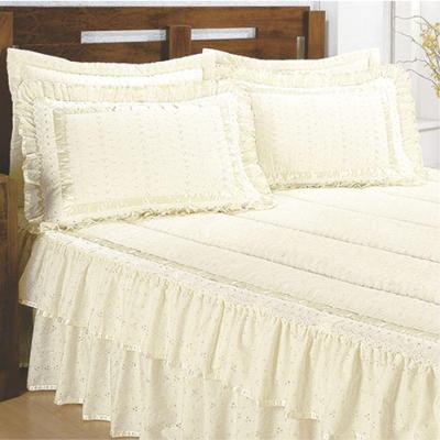 Colcha Lese Casal Queen Com Babado Duplo 07 Peças - Palha 100% Brasileira