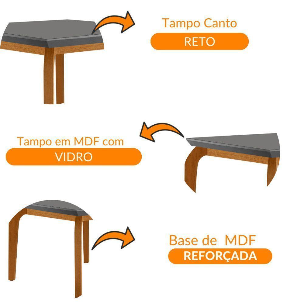 Mesa Para Sala De Jantar Liz 120cm Em Mdf E Vidro Grafite/ Imbuia/ Serig. Grafite - 3