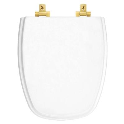 Tampa De Vaso Mdf Com Amortecedor Monte Carlo Branco Para Bacia Deca Com Ferragem Dourada