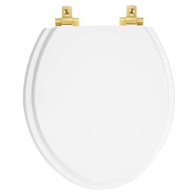 Tampa De Vaso Com Fechamento Lento Oval Branco Para Todas As Marcas Com Ferragem Dourada