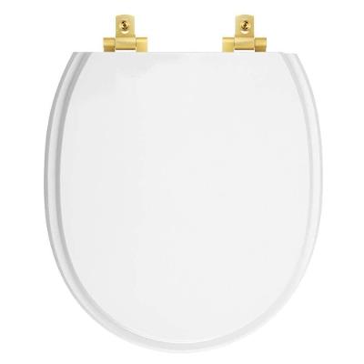 Tampa De Vaso Com Fechamento Lento Village Branco Para Louça Deca Com Ferragem Dourada