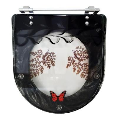 Tampa Para Vaso Incepa Acrílico Preto C/Borboleta Vermelha