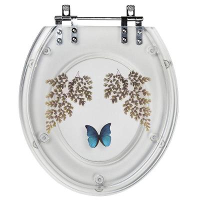 Tampa De Vaso Acrílico Transparente Com Borboleta Azul