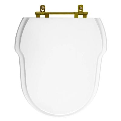 Tampa De Vaso Poliester Hampton Branco Com Ferragem Dourada