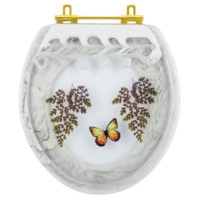 Tampa De Vaso Poliester Oval Branco Borboleta Amarela